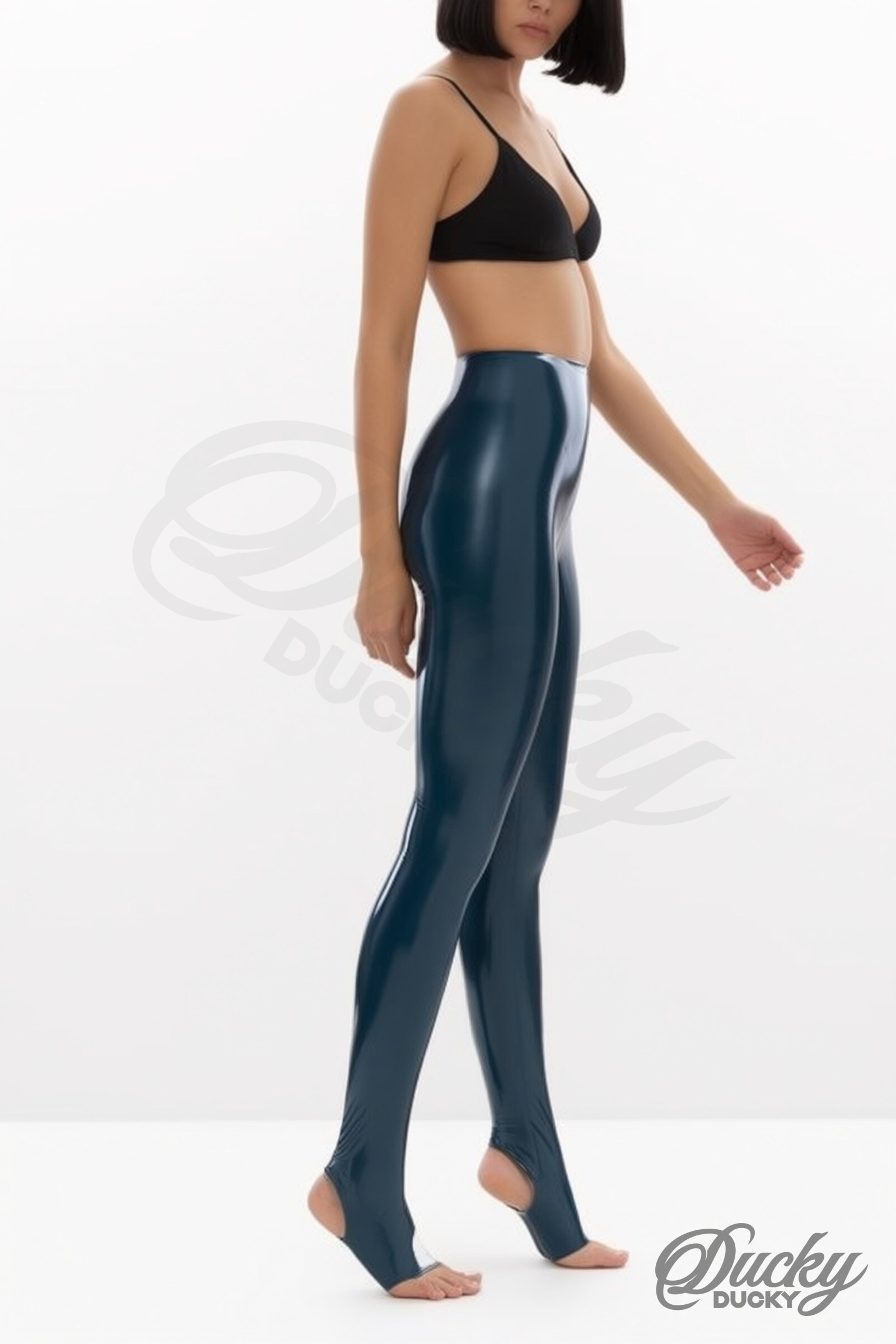 Cavalière – leggings i lateks med fotstropp