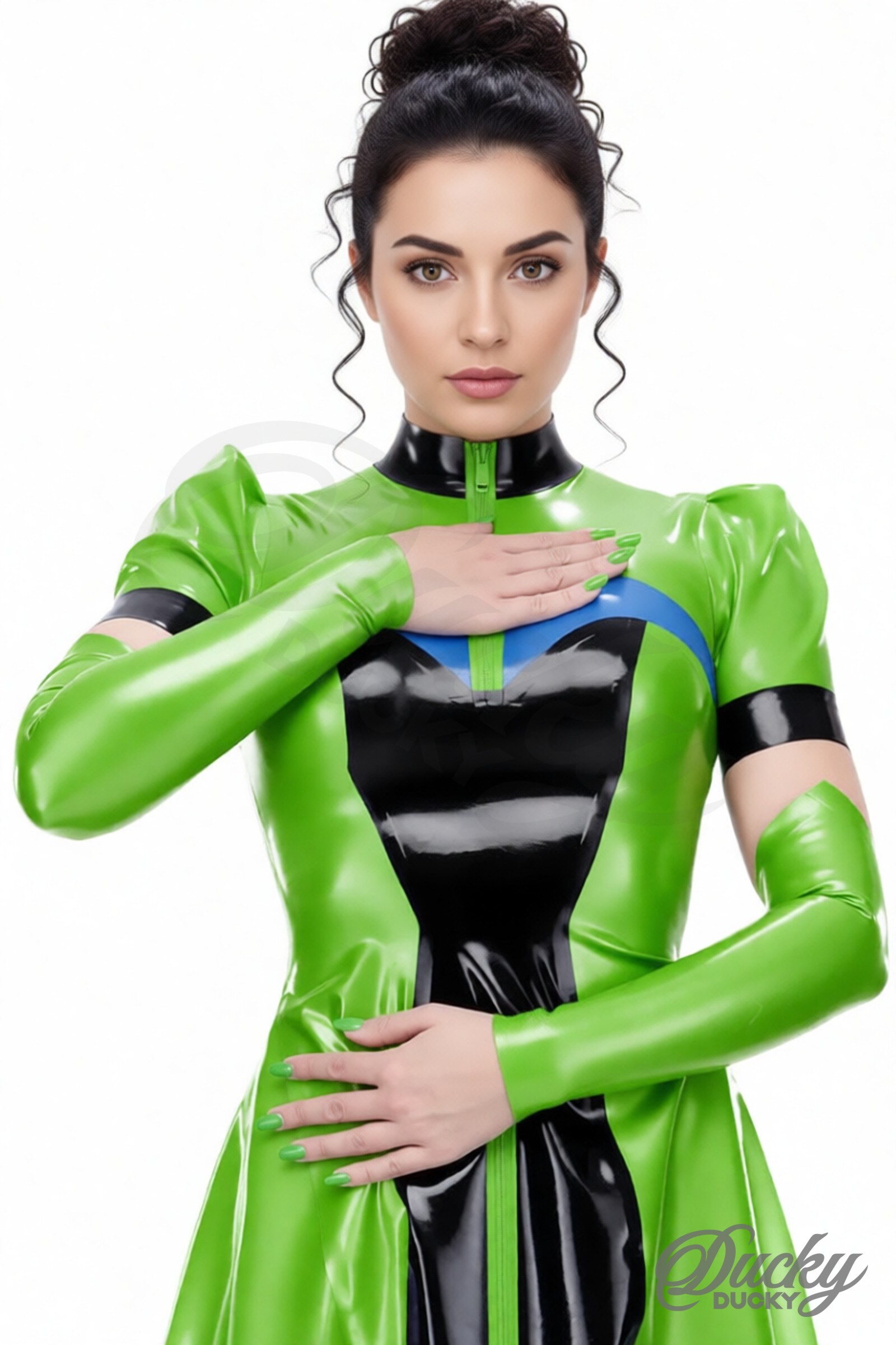 Céleste – dlouhé latexové rukavice bez prstů s kontrastním pruhem