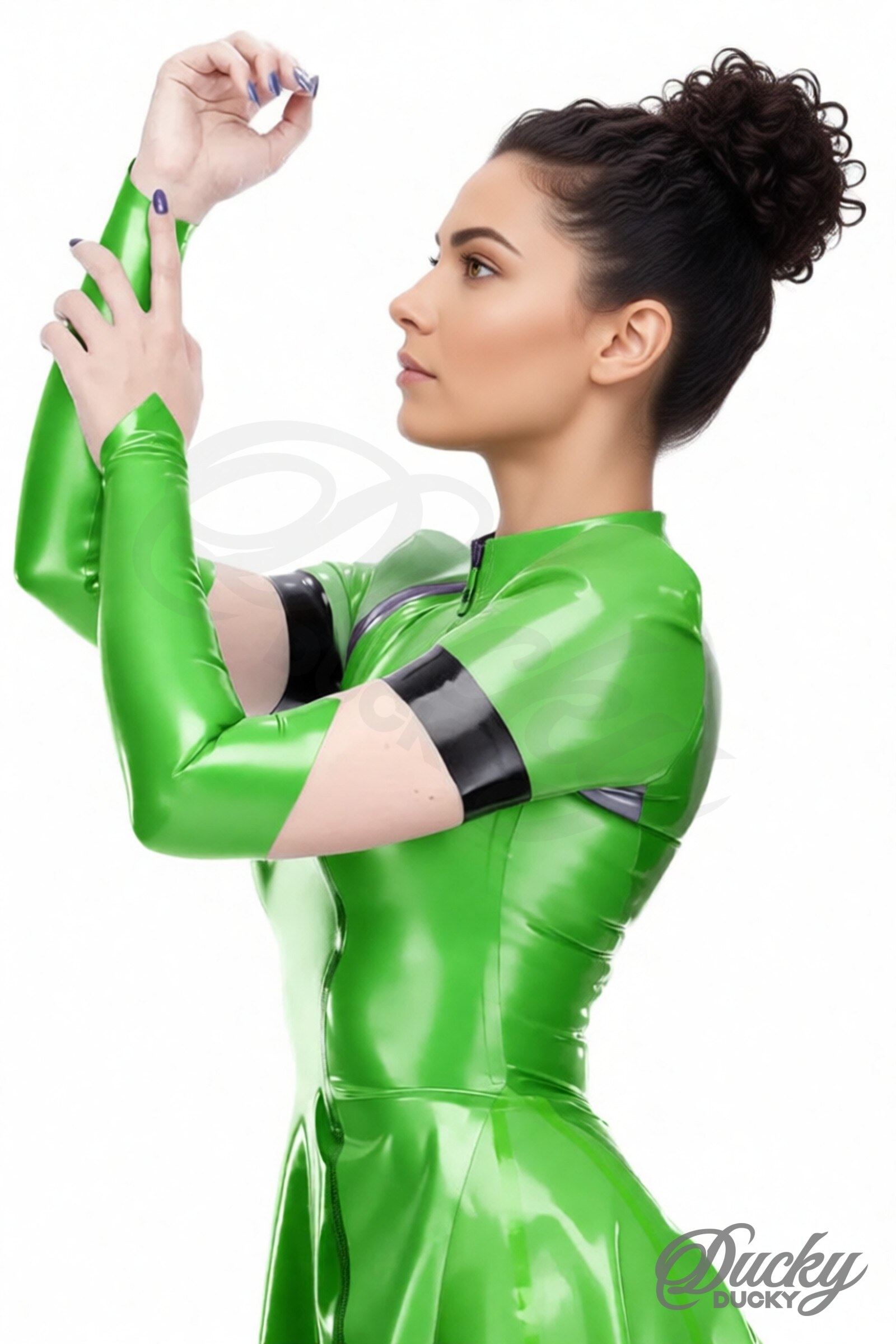 Céleste – dlouhé latexové rukavice bez prstů s kontrastním pruhem