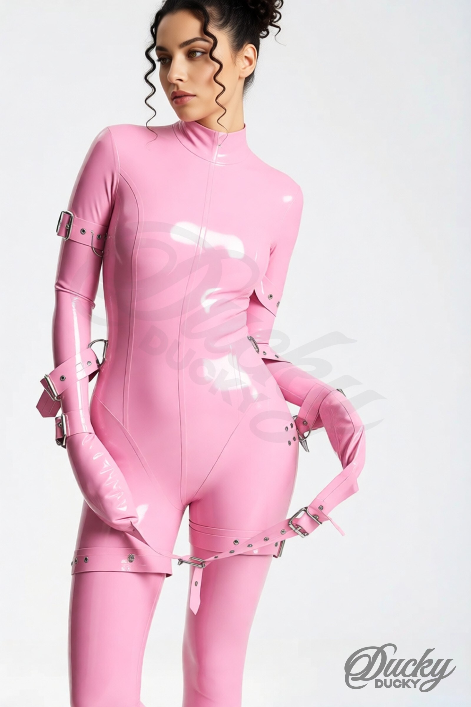 Cobalt – catsuit i latex med remme
