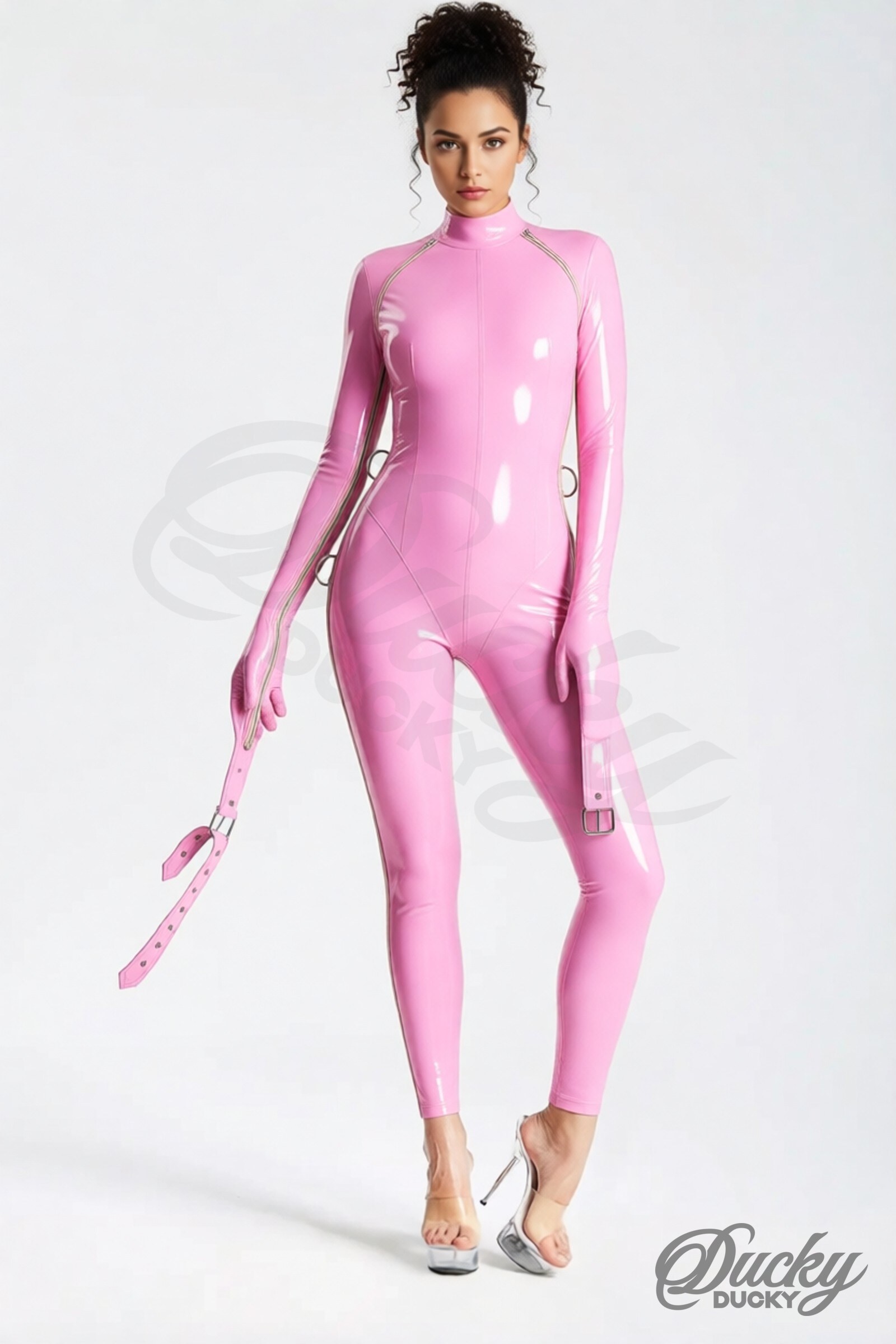 Cobalt – catsuit i latex med remme