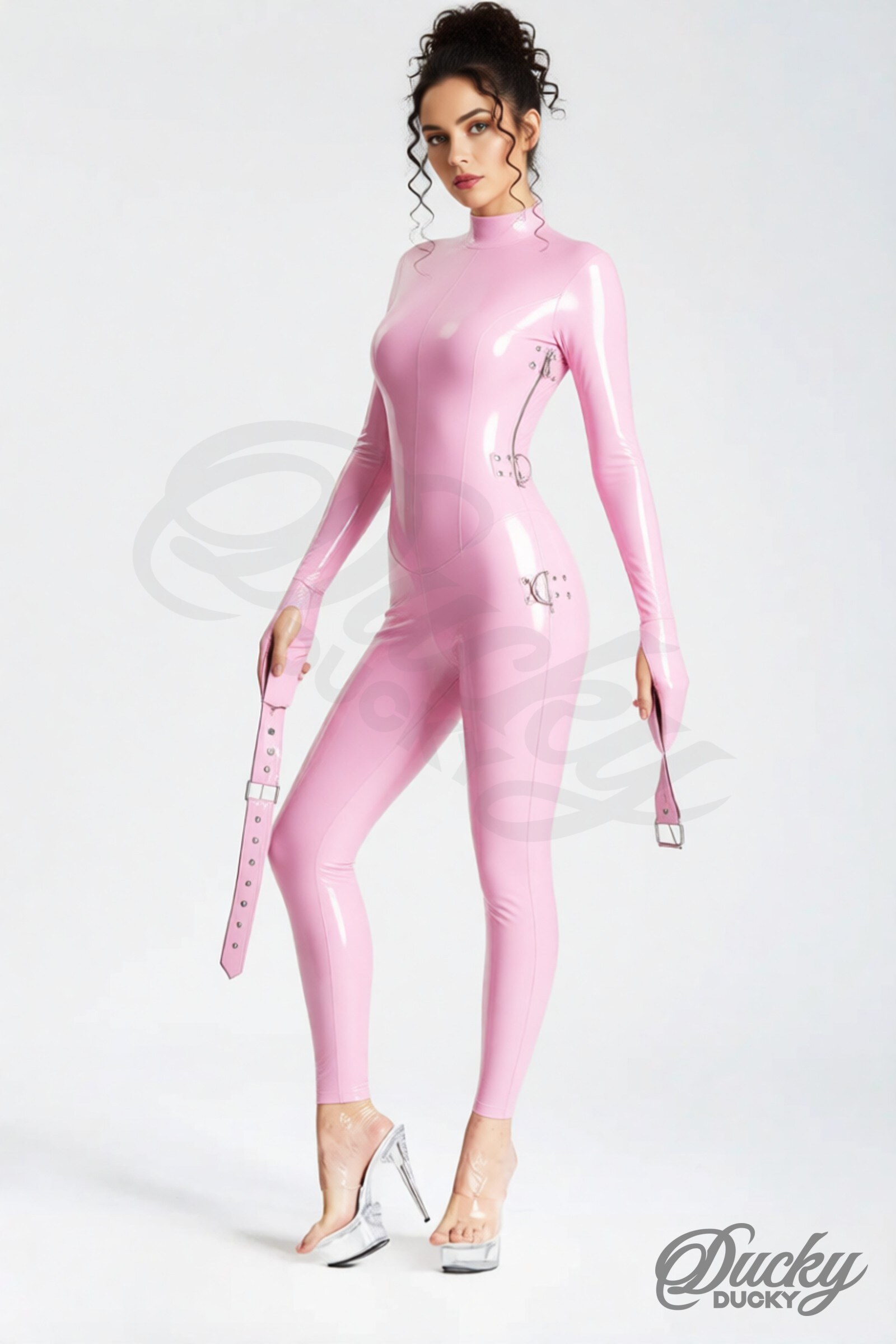 Cobalt – catsuit i latex med remme