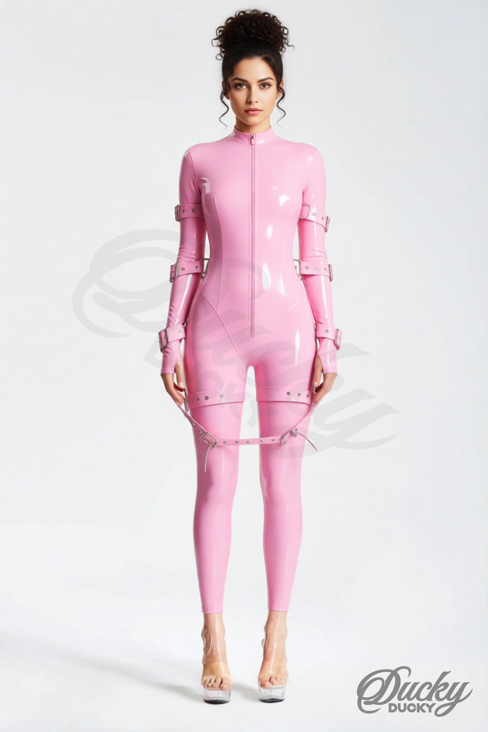 Cobalt – catsuit i latex med remme