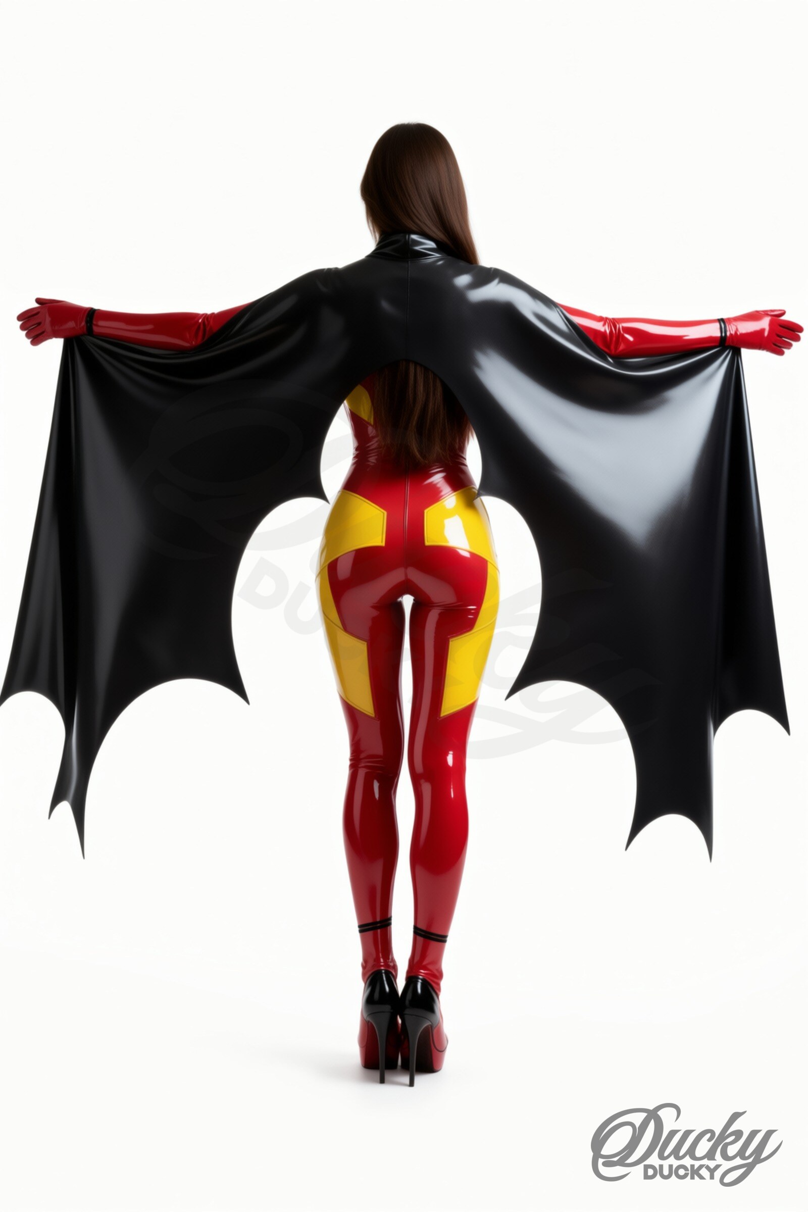 Envergure – latex catsuit med gennemskinnelig kappe - Billede 2