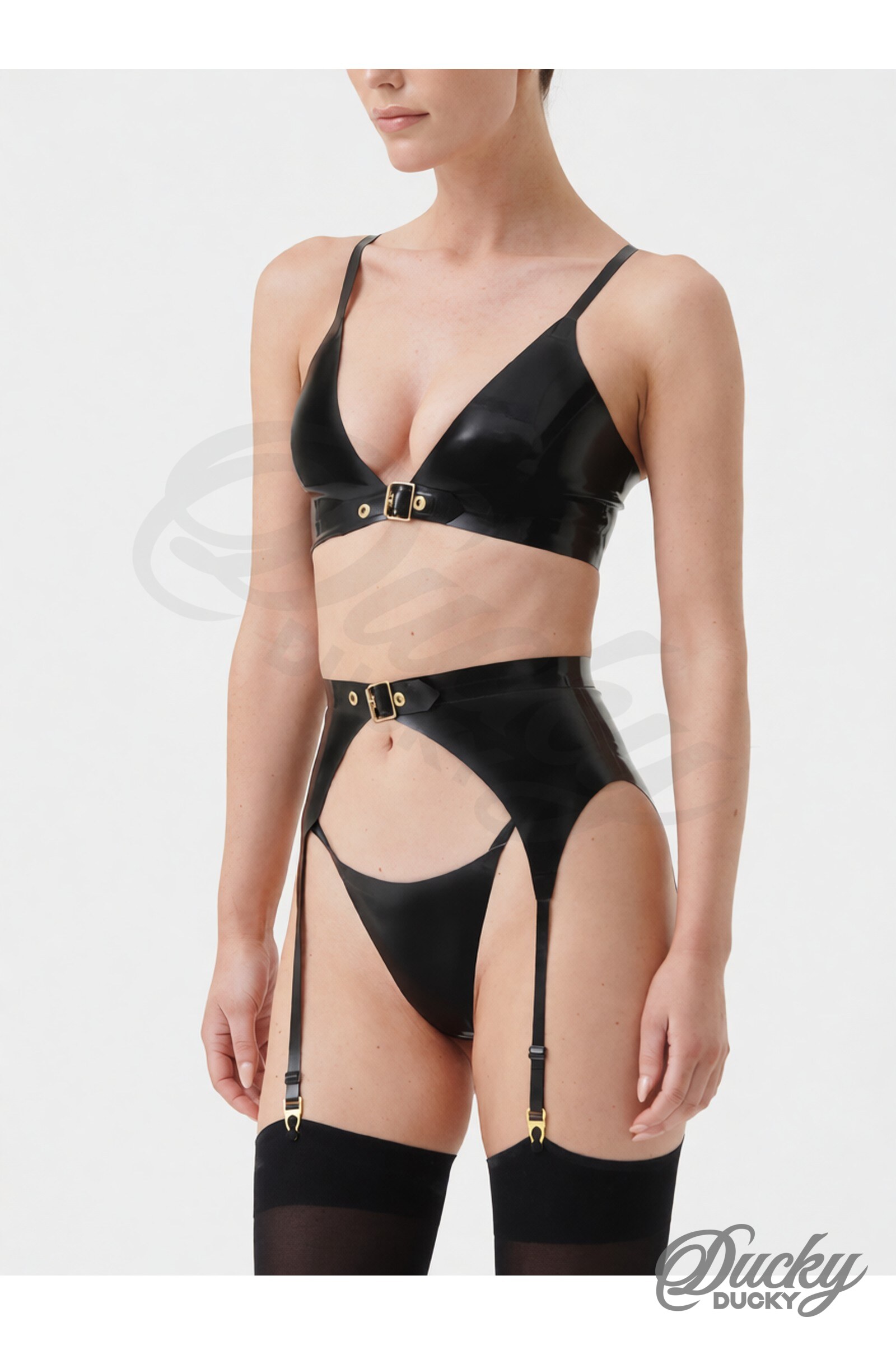 Frivole – strømpeholder i latex med spænde