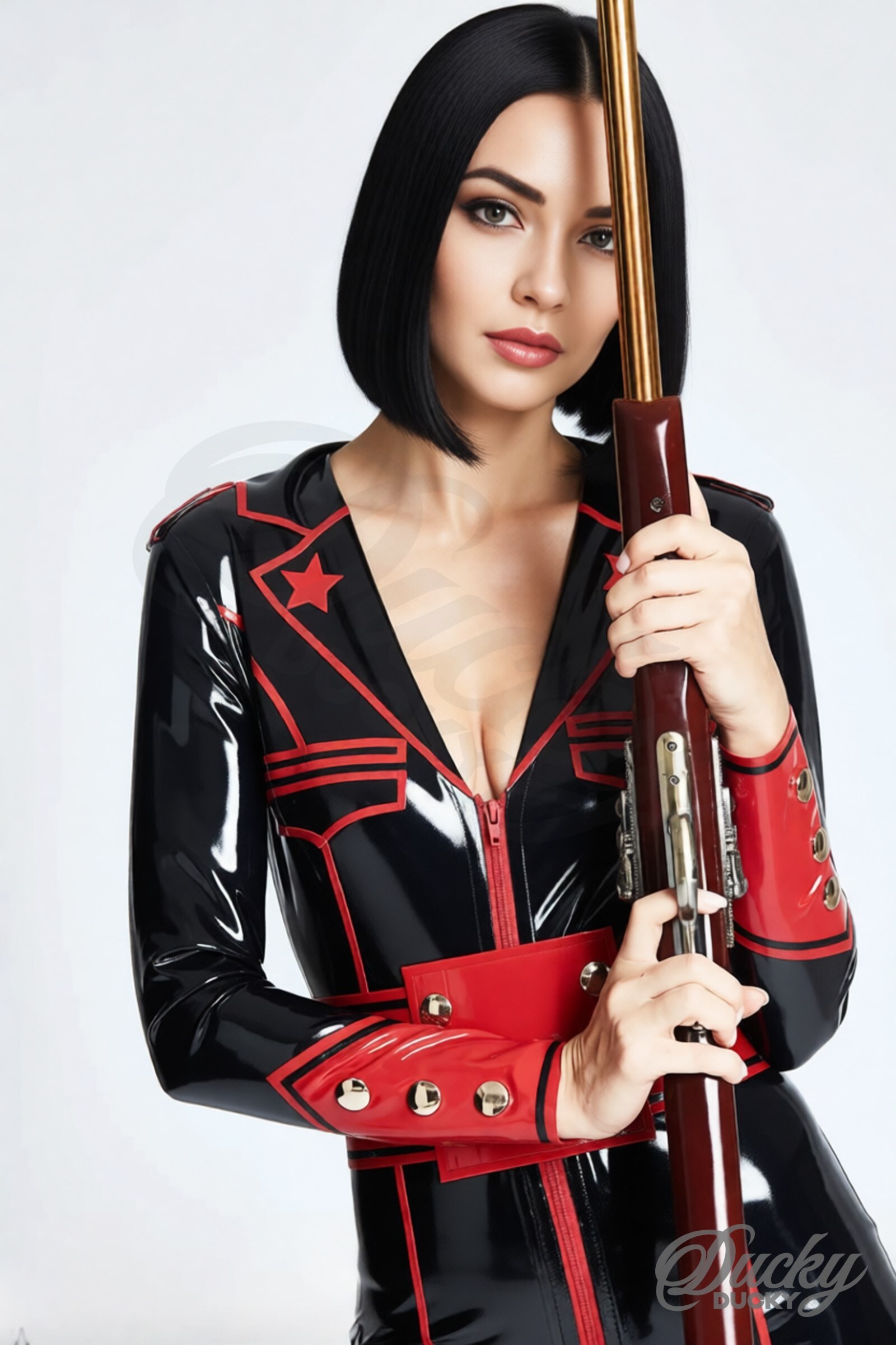 Kommandeur – Latex-Catsuit im Militär-Stil
