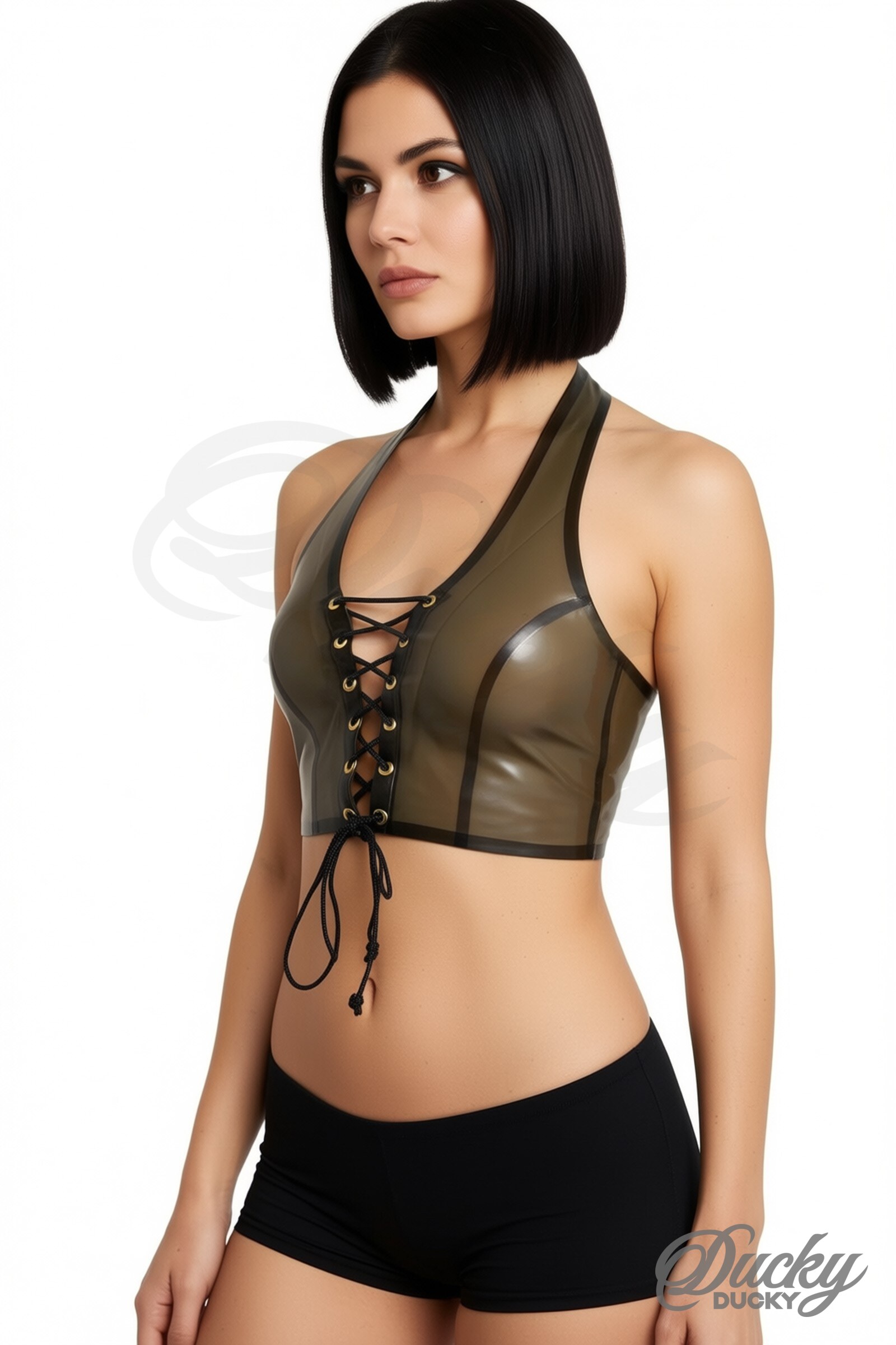 Lacy – nyöritetty halterneck-toppi lateksista
