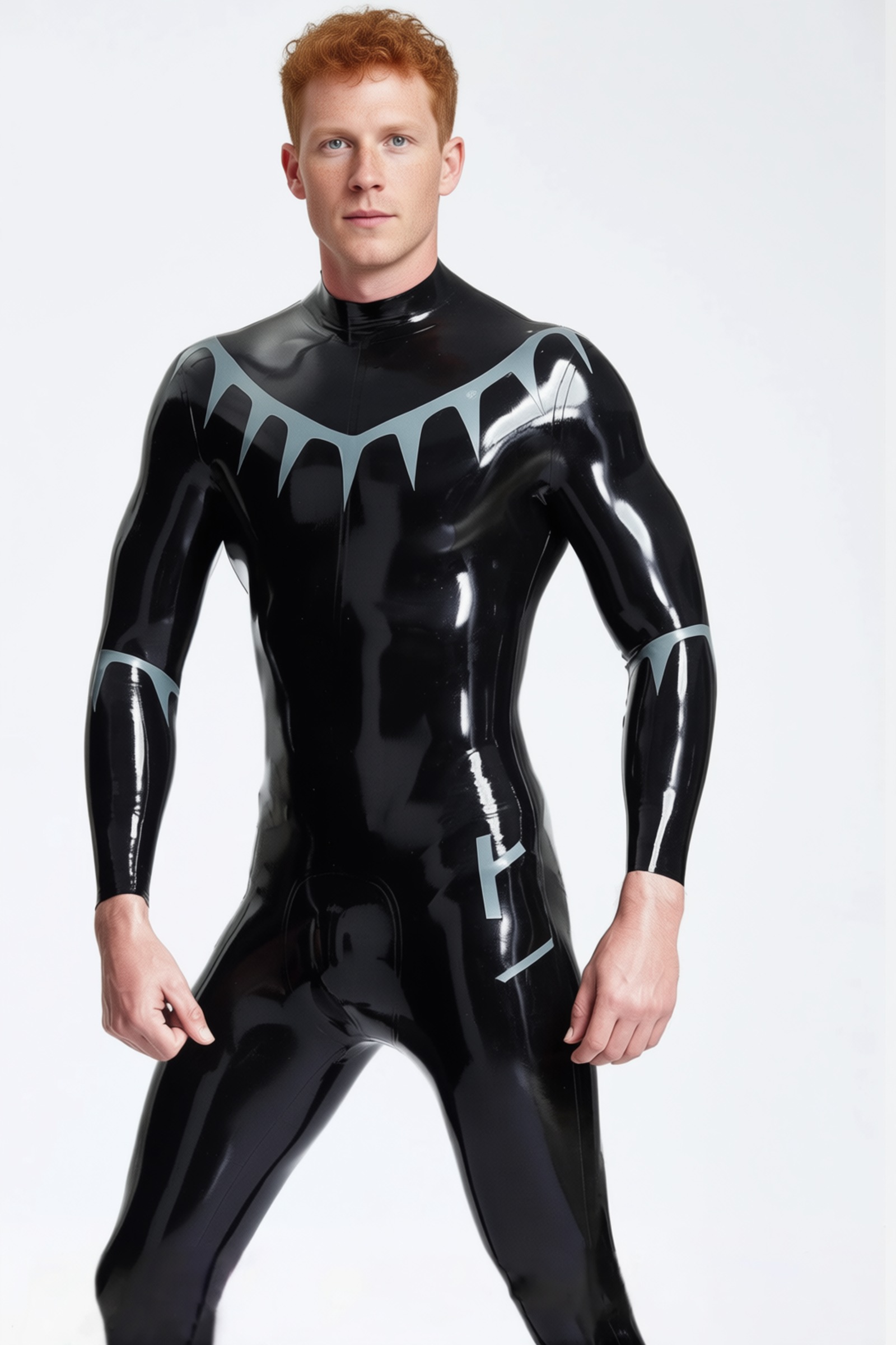 Mako – latex herencatsuit met haaientandmotief