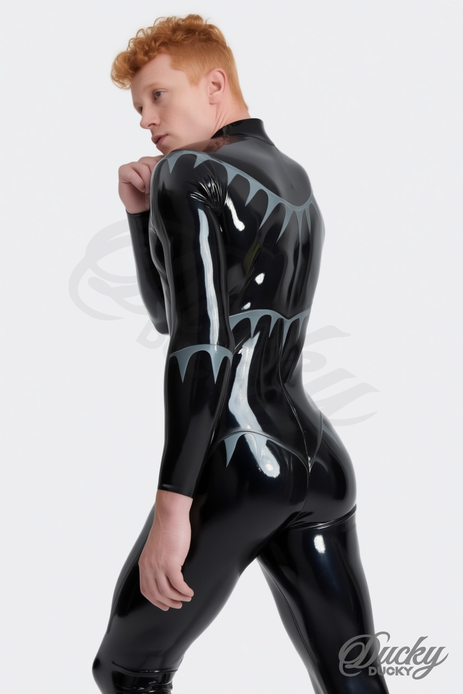 Mako – latex herencatsuit met haaientandmotief - Afbeelding 5