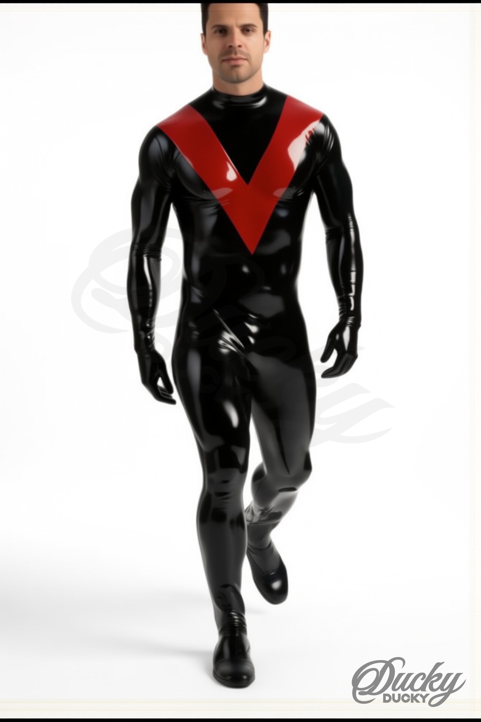Météore – combinaison latex homme à chevron contrasté