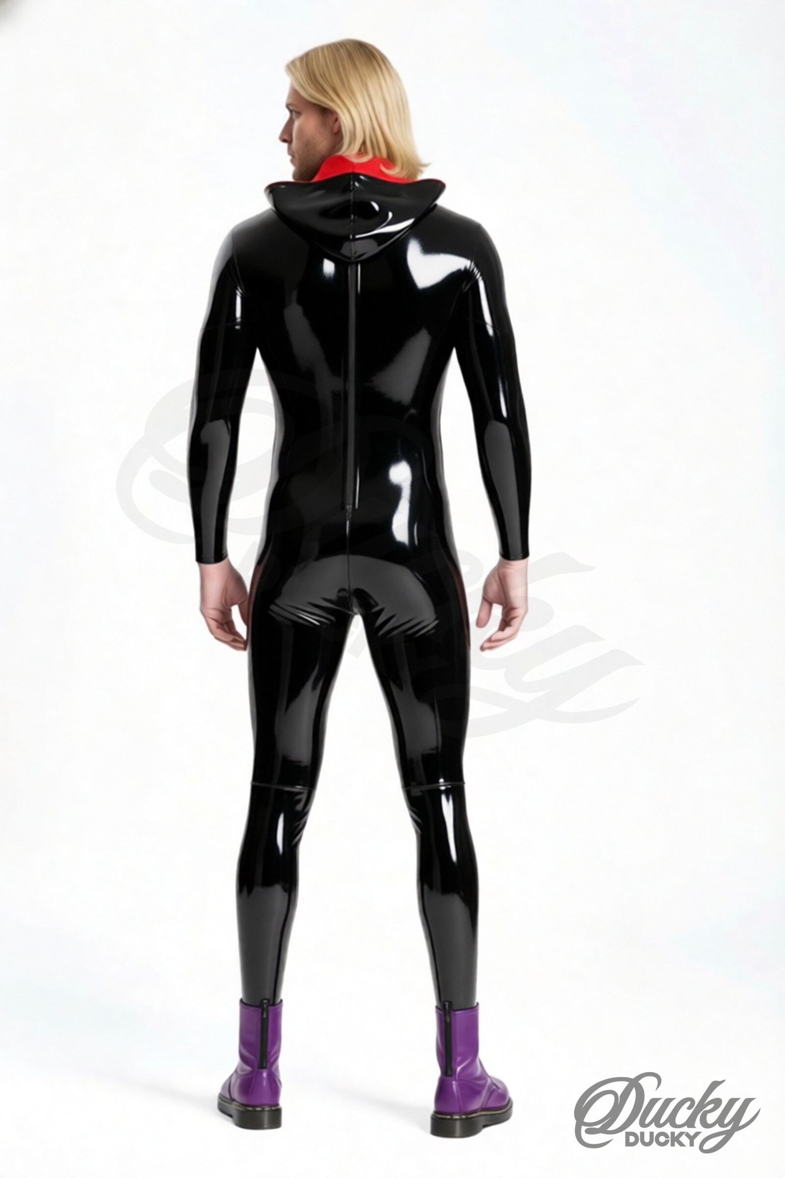 Nightfall – latex catsuit voor heren met capuchon
