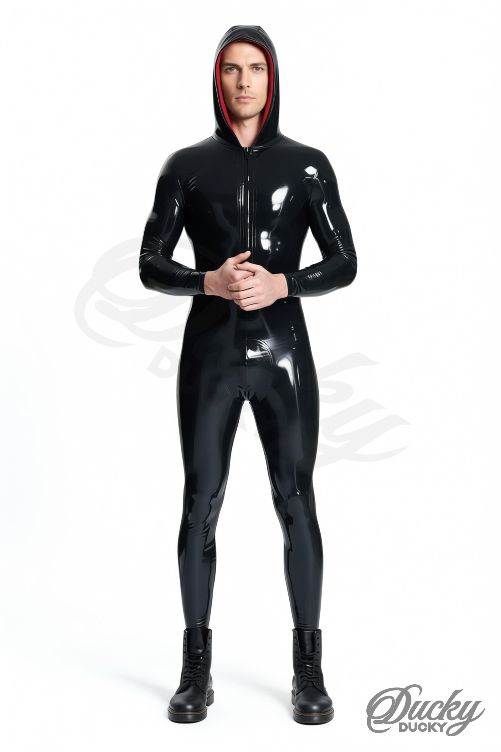 Nightfall – miesten hupullinen lateksinen catsuit