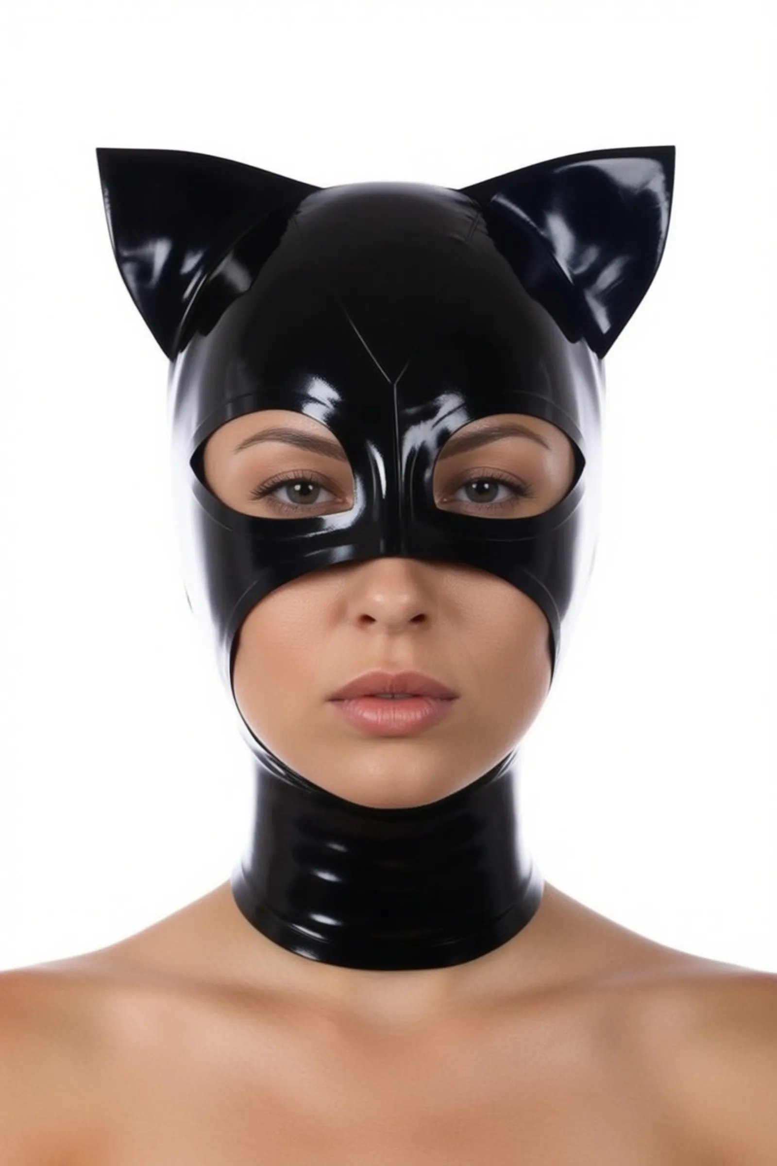 Nyx – cappuccio integrale da gatto in latex nero - immagine 2