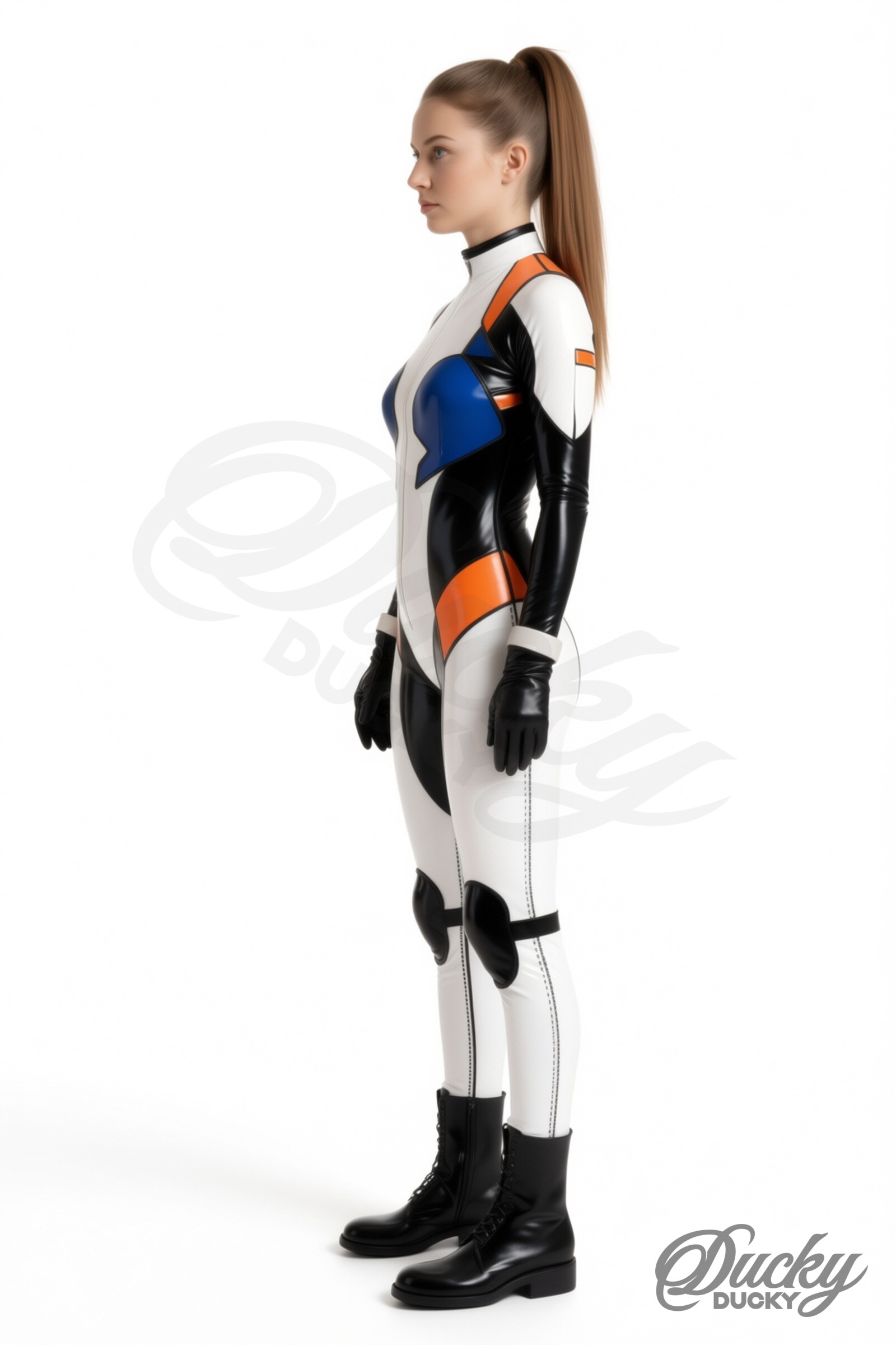 Pilote – latex pilotenpak voor dames met contrastpanelen