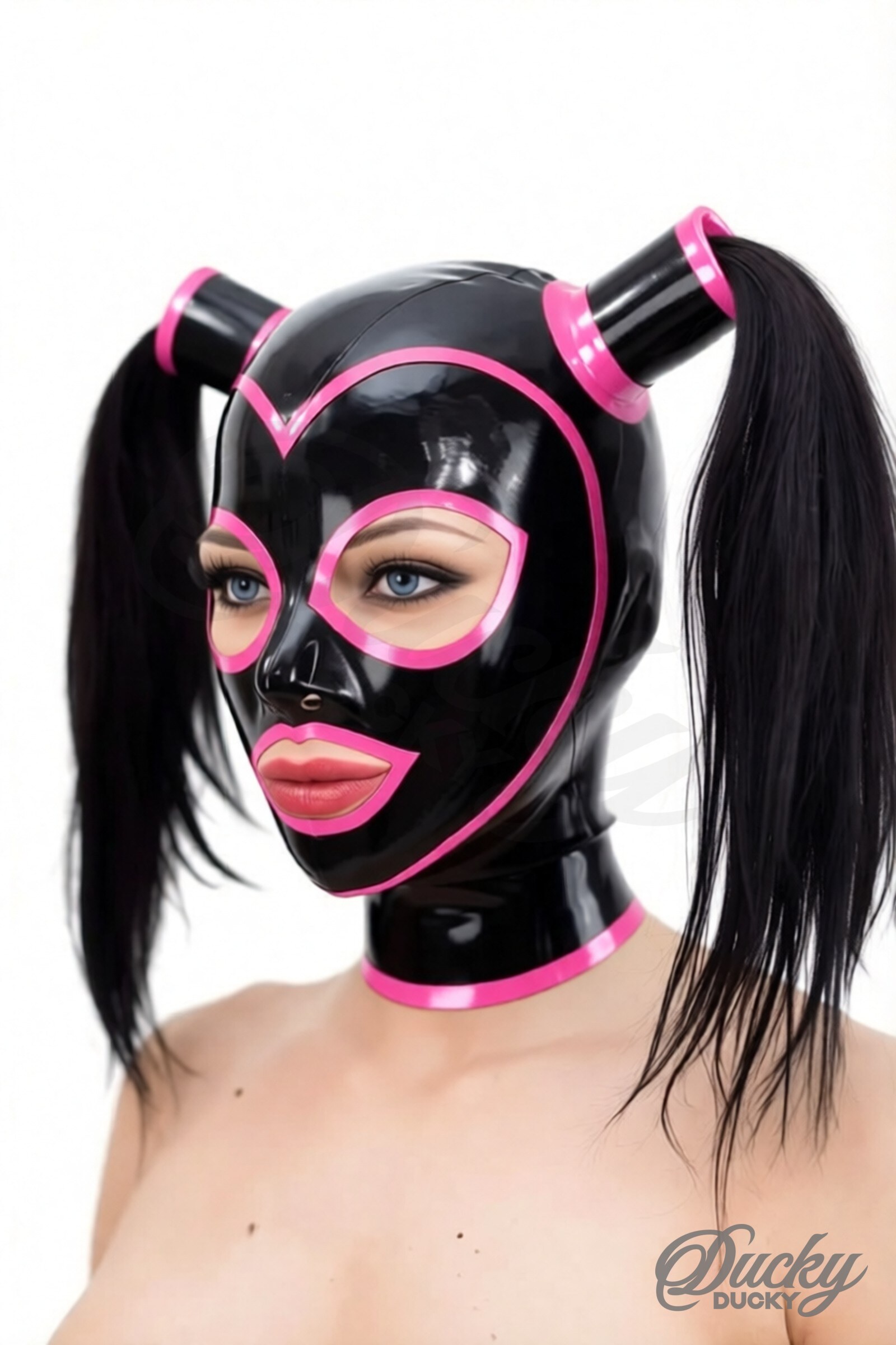 Pixie – cagoule latex à couettes