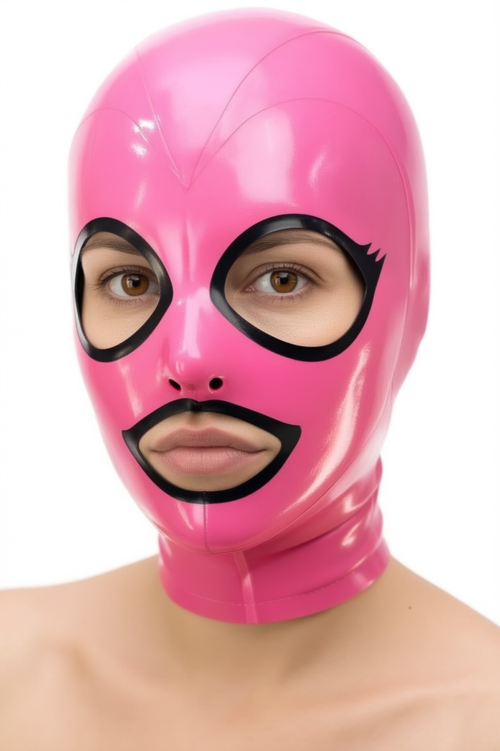 Praline – rózsaszín latex maszk fekete kontúrokkal