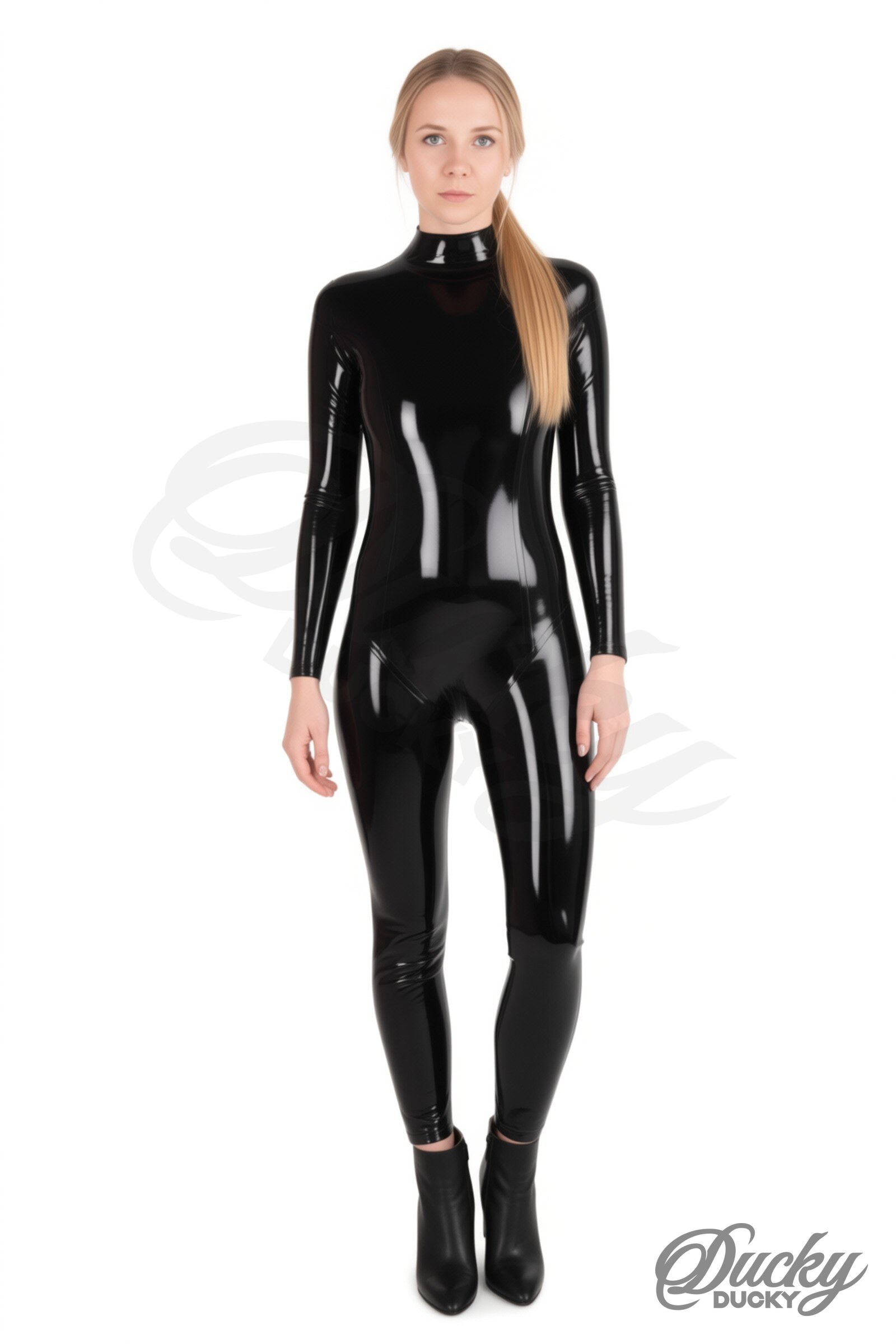Prima – latexcatsuit, dragkedja bak