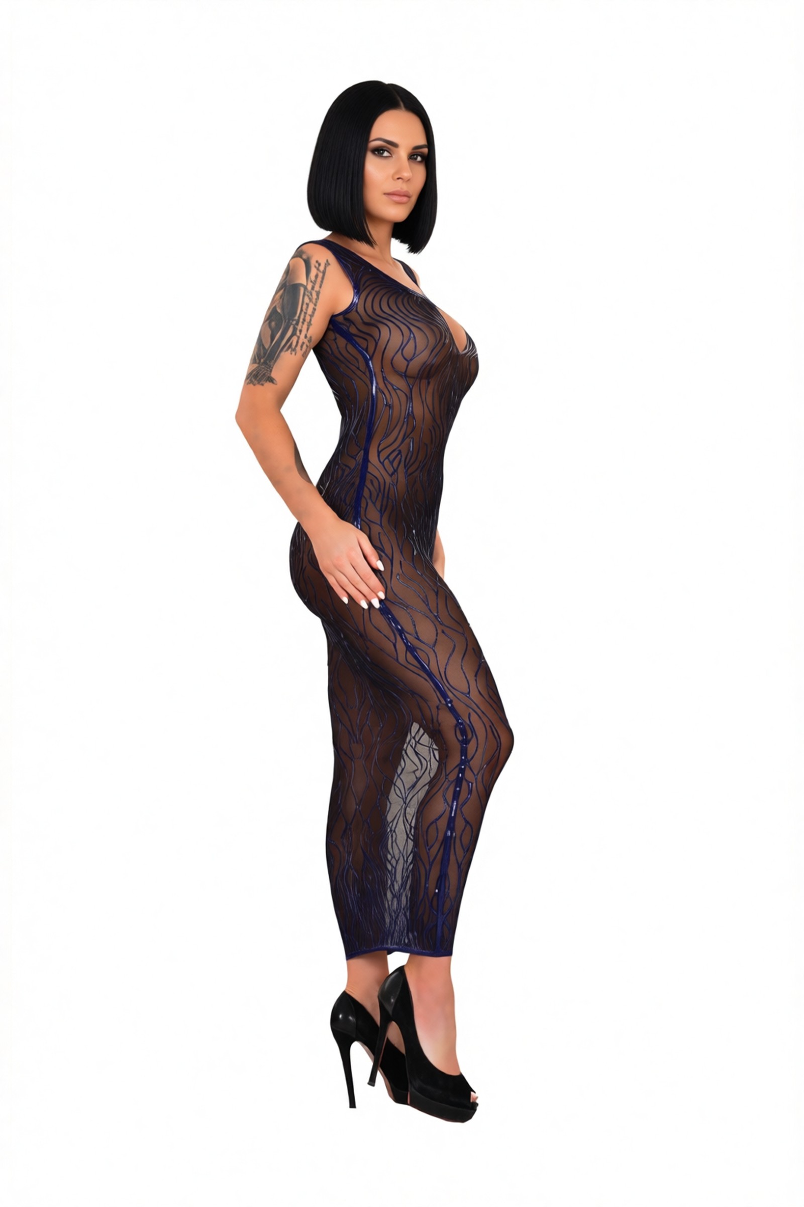 Robe longue en tulle à motif latex
