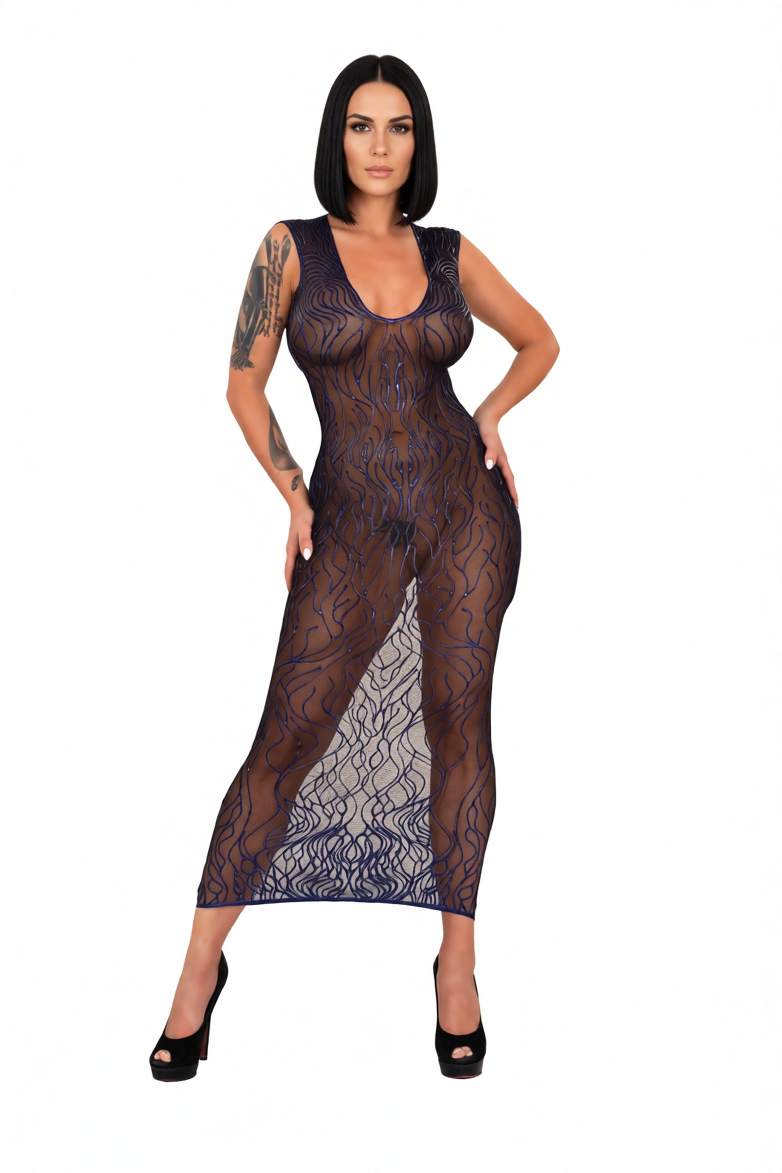 Robe longue en tulle à motif latex