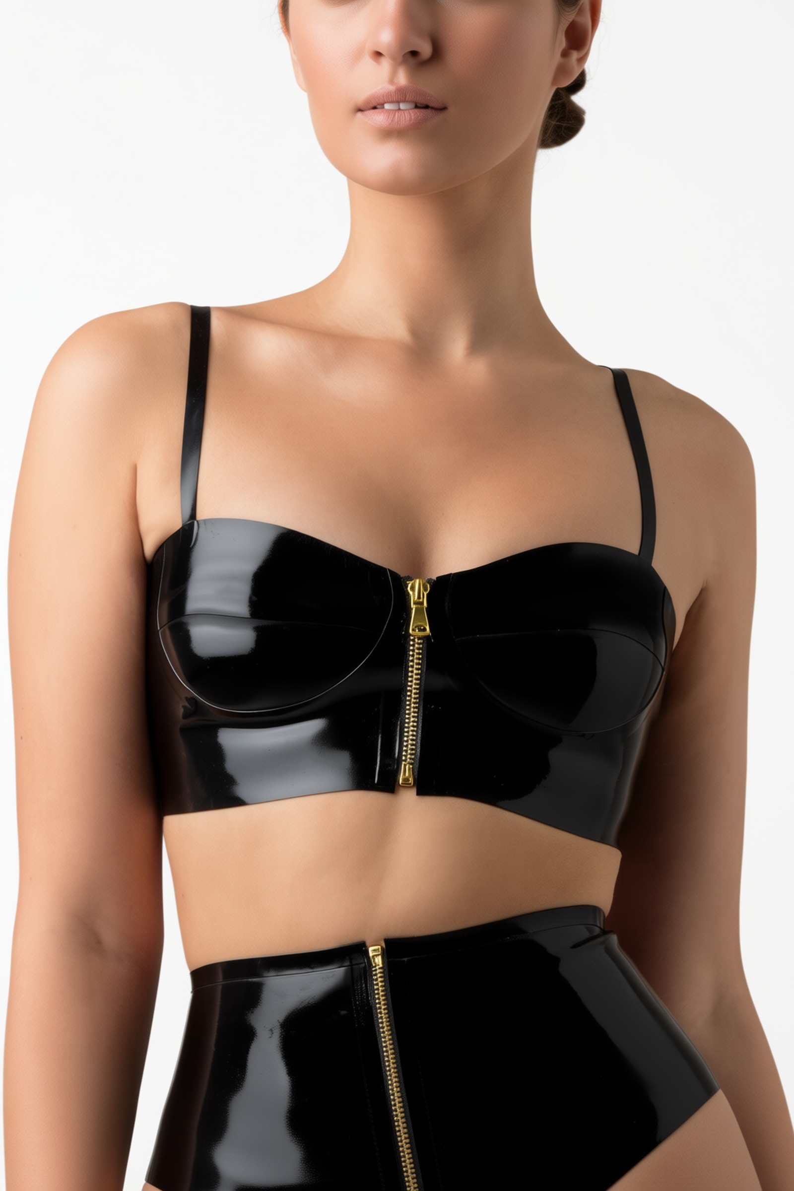 Salomé – latex melltartó arany cipzárral elöl