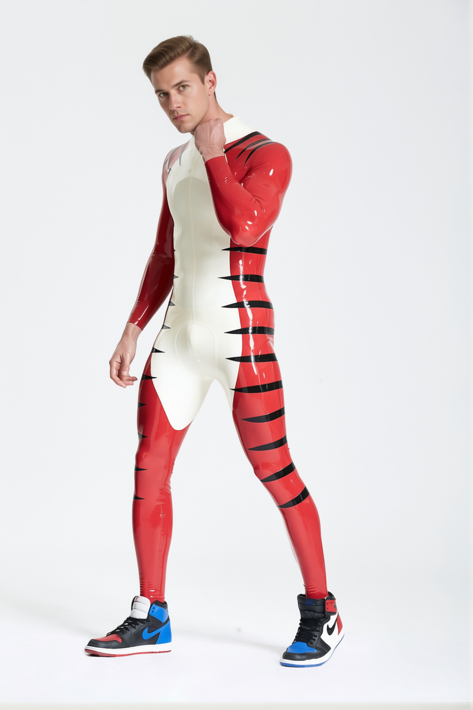 Sibérien – men’s snow tiger latex catsuit