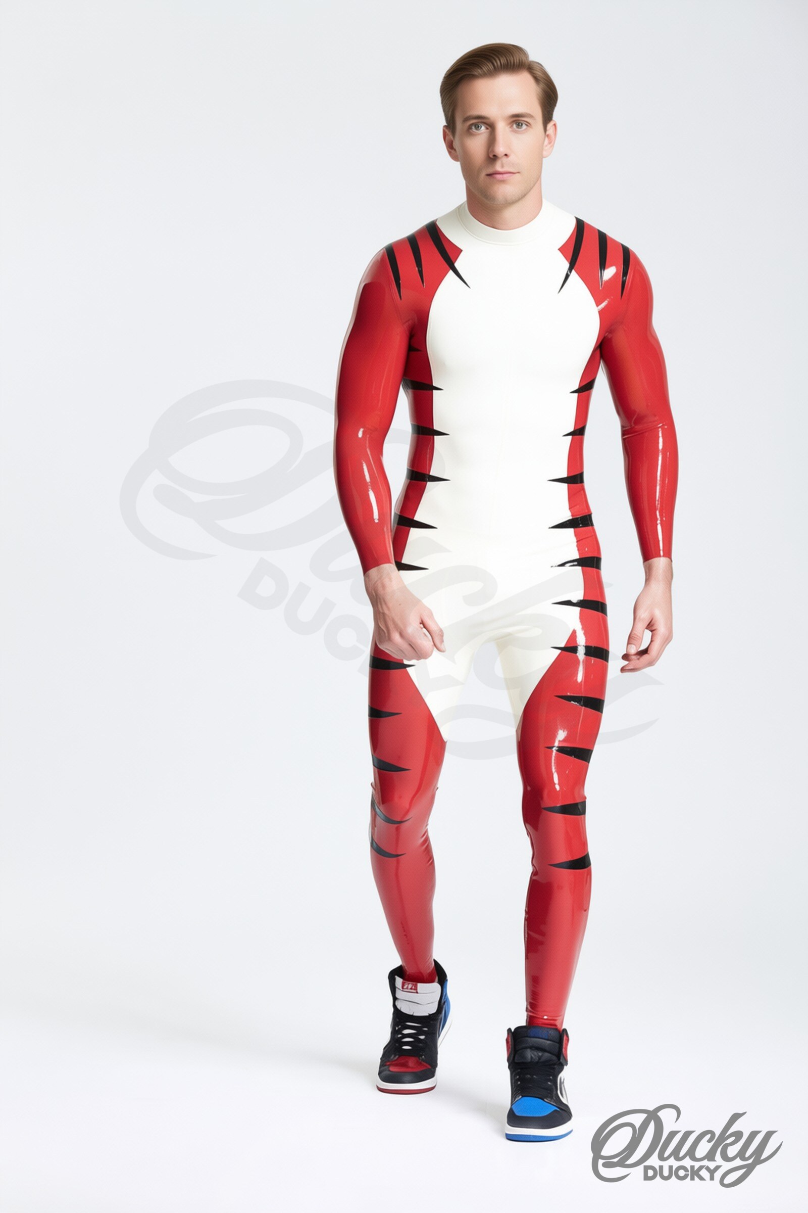 Sibérien – men’s snow tiger latex catsuit