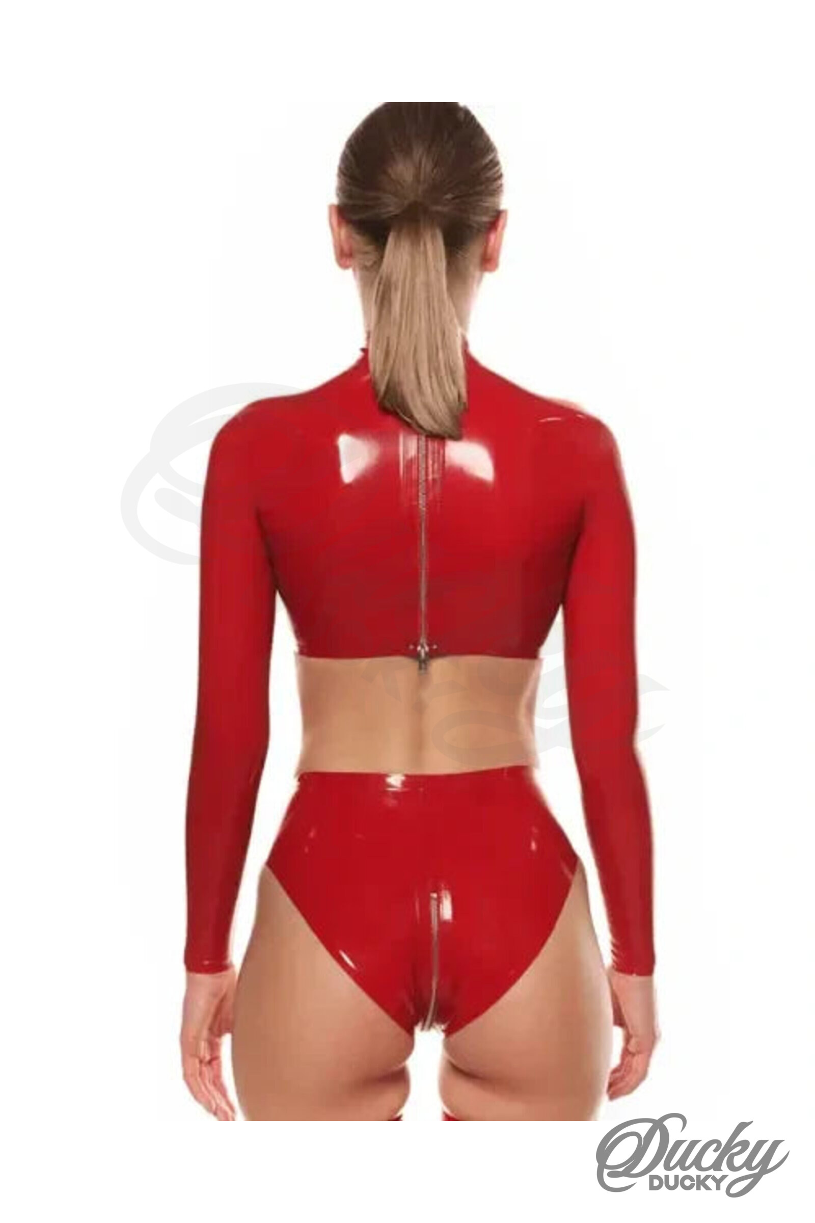 Velvet – Haut latex manches longues, col montant