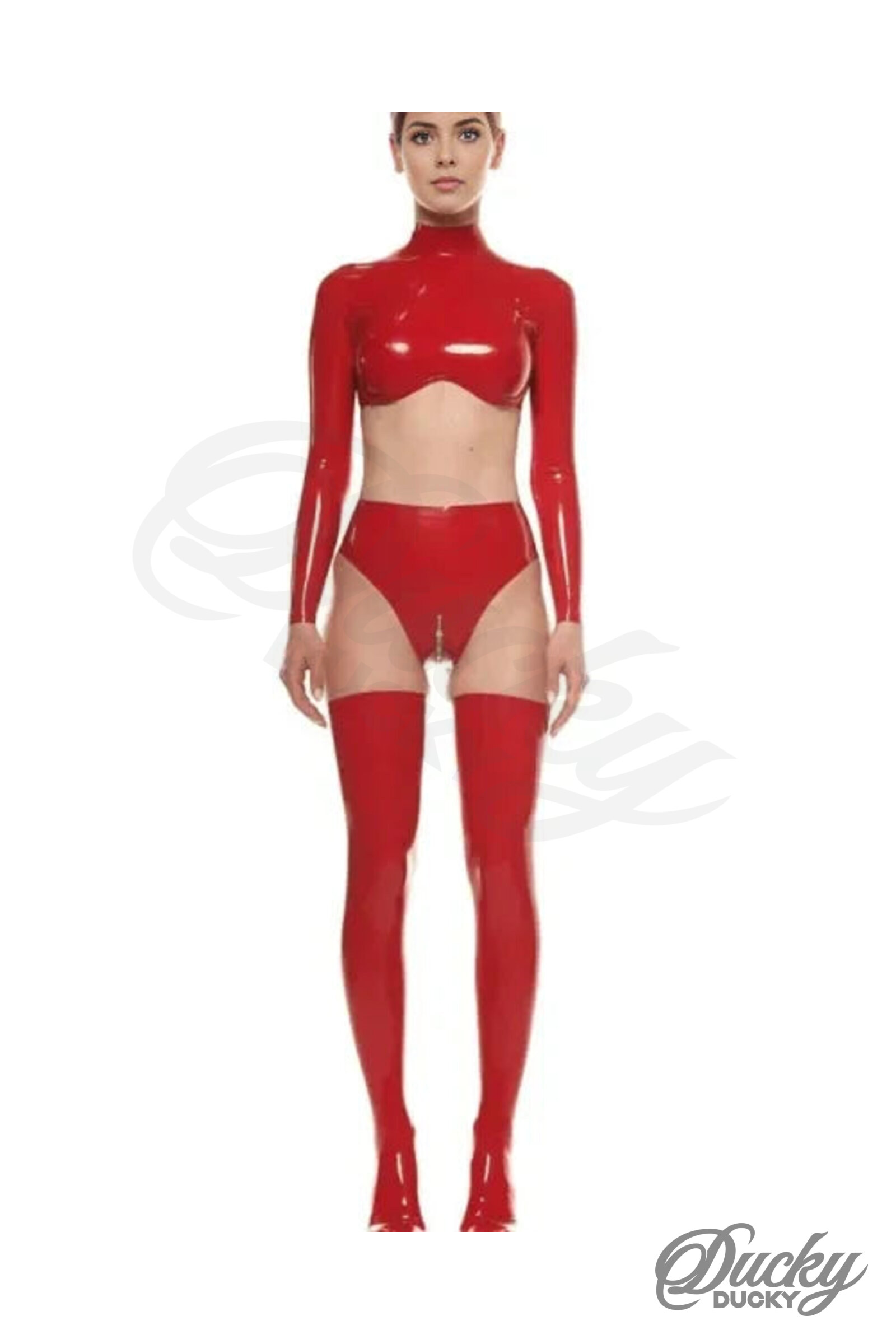 Velvet – Haut latex manches longues, col montant